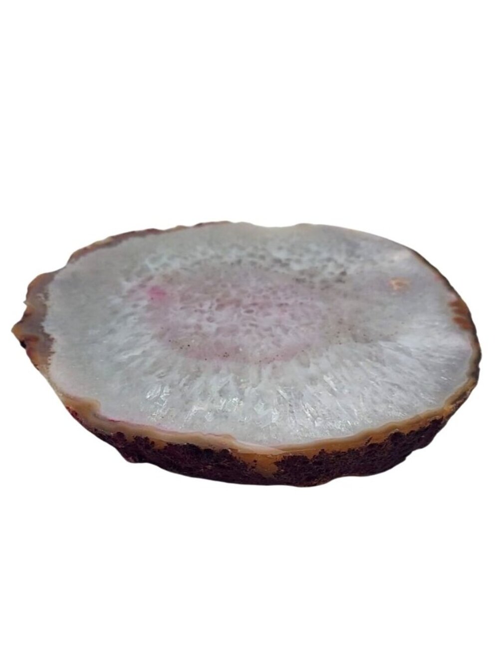 Banded Agate Slice Geode Quartz Crystal Mineral Polished Translucent Collectible